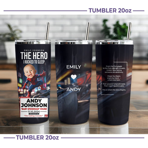 Personalized Baby Iron Man Tumbler – Custom CNN Parody Superhero Cup for Mom & Baby